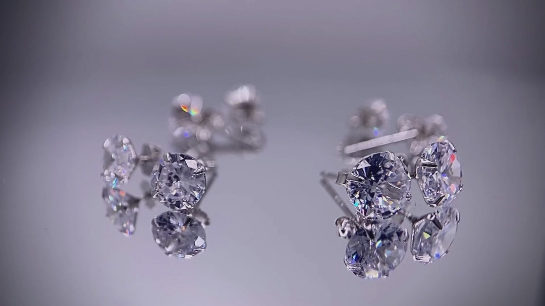 Sterling Silver Cubic Zirconia Stud Earrings - Aspect Jewellery