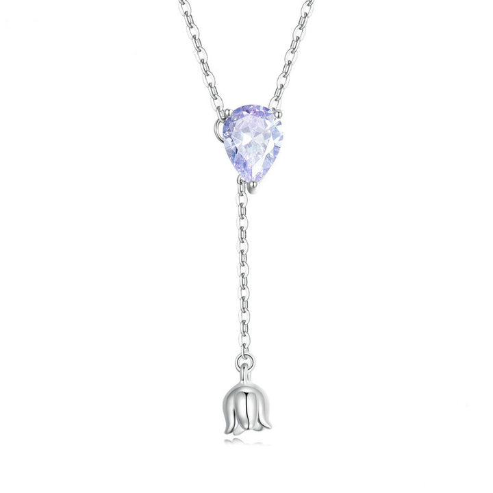 Elegant Purple Zircon Lily Pendant Necklace - Aspect Jewellery