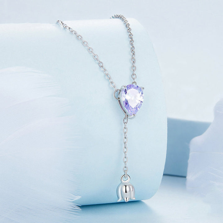 Elegant Purple Zircon Lily Pendant Necklace - Aspect Jewellery