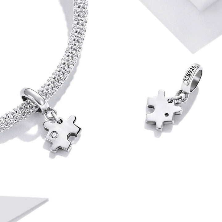 Puzzle Piece Charm Pendant in 925 Sterling Silver - Aspect Jewellery