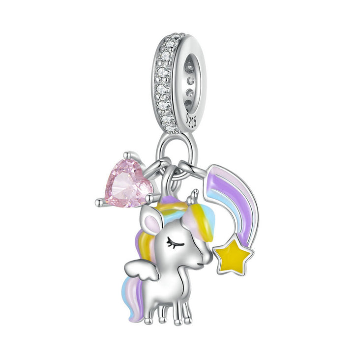 Rainbow Unicorn Charm in 925 Sterling Silver - Aspect Jewellery