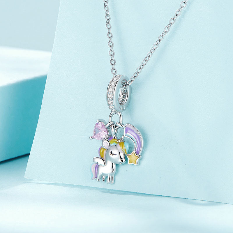 Rainbow Unicorn Charm in 925 Sterling Silver - Aspect Jewellery