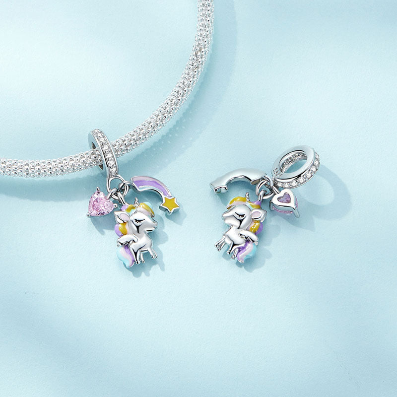 Rainbow Unicorn Charm in 925 Sterling Silver - Aspect Jewellery