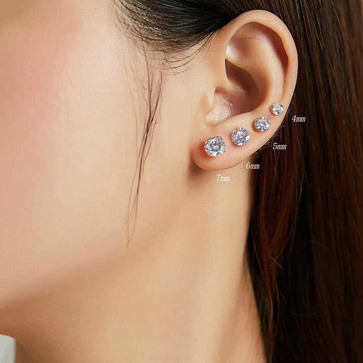 Sterling Silver Cubic Zirconia Stud Earrings - Aspect Jewellery