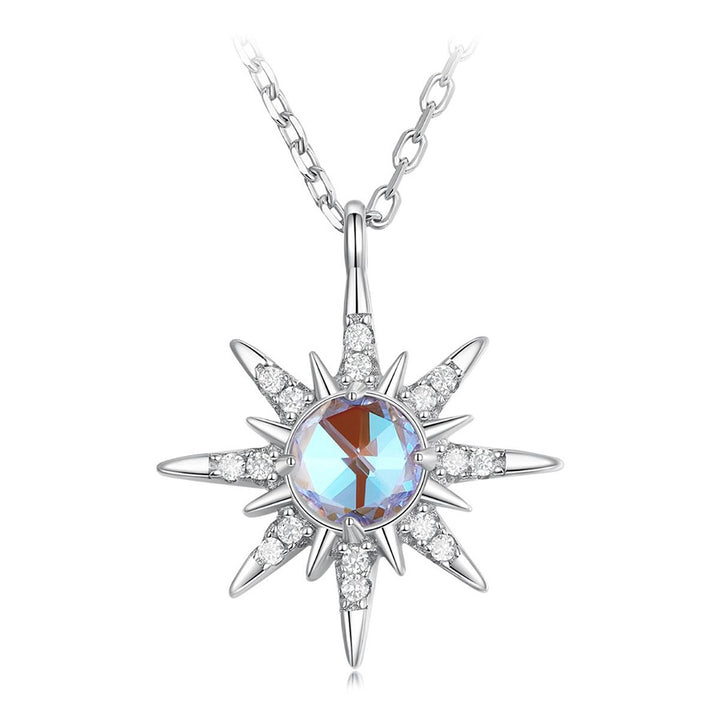 Star Necklace with Moonstone Pendant 925 Silver - Aspect Jewellery