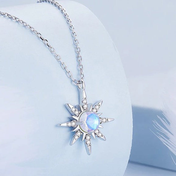 Star Necklace with Moonstone Pendant 925 Silver - Aspect Jewellery