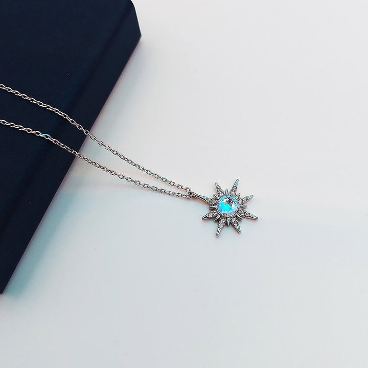 Star Necklace with Moonstone Pendant 925 Silver - Aspect Jewellery